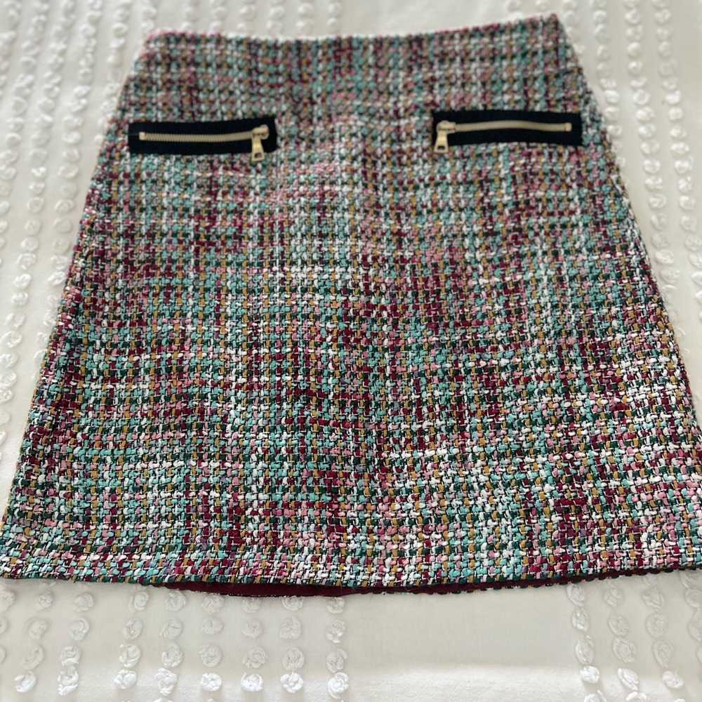 Loft Multi Color Tweed Shirt Size 4P Hidden Zipper Brand New Tags Removed